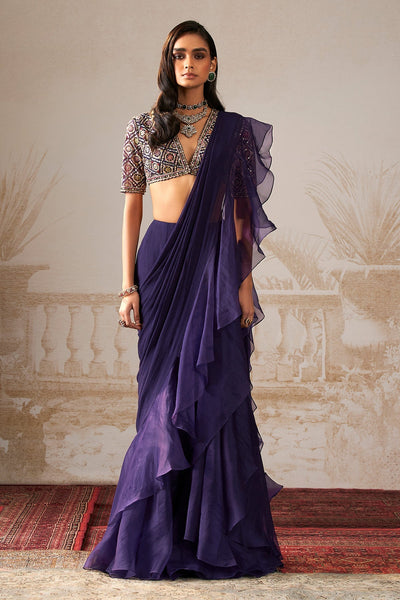 Geet Ruffle Saree Set-RTS