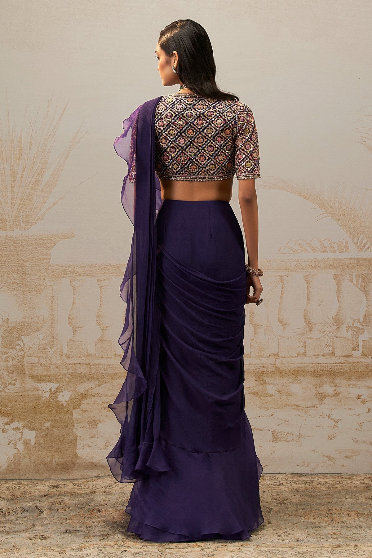 Geet Ruffle Saree Set-RTS