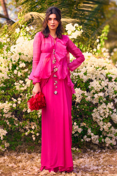 Diana Penty in Garnet Saree Set
