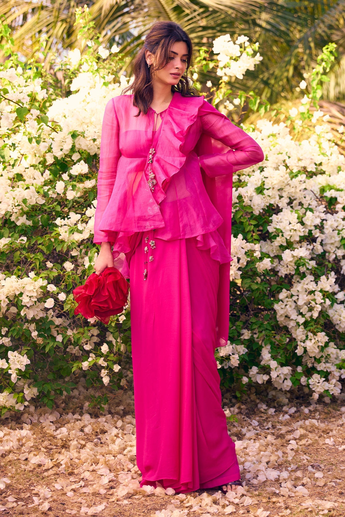 Diana Penty in Garnet Saree Set