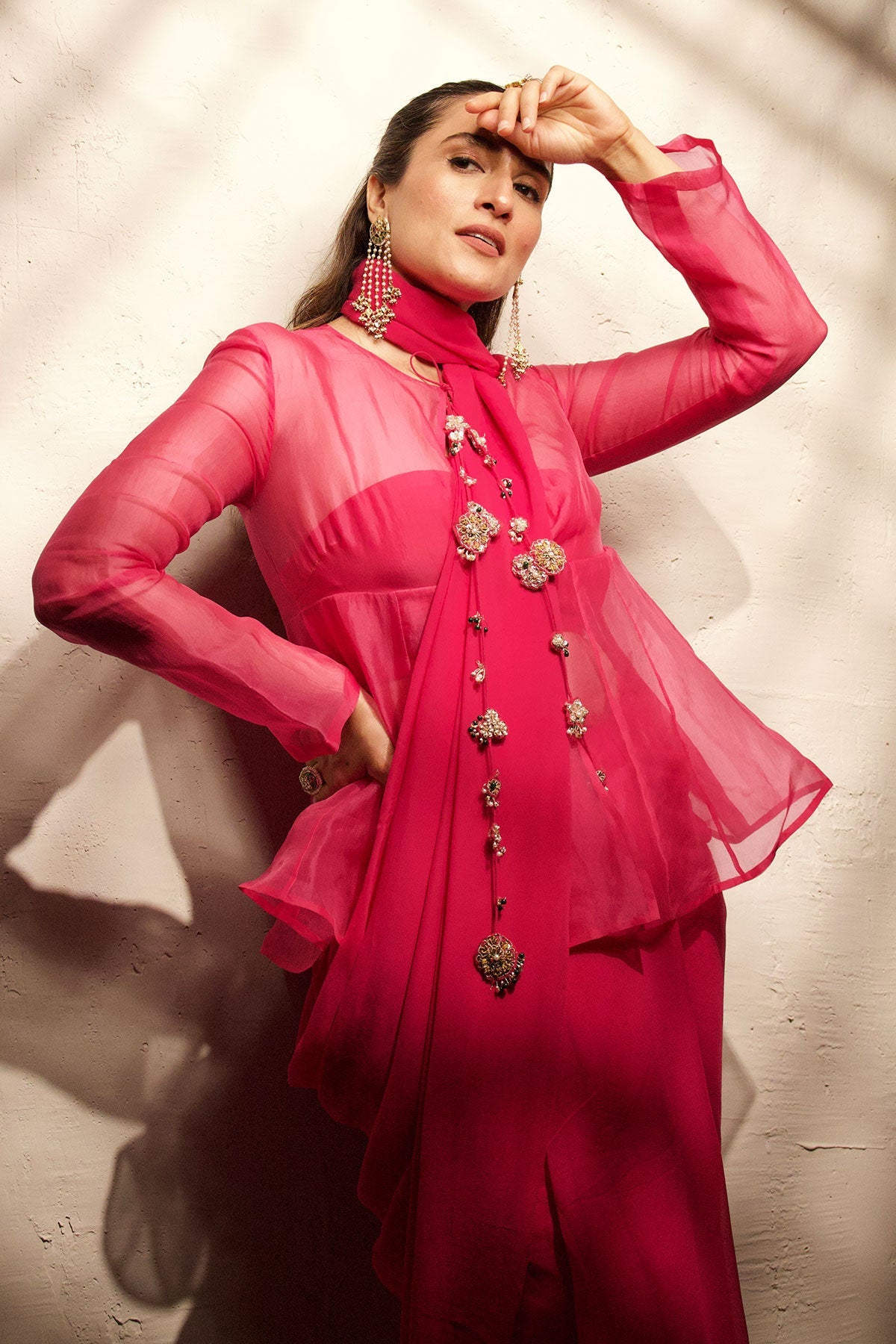 Urmi Daga in Garnet Saree Set