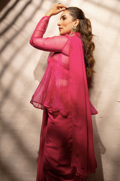 Urmi Daga in Garnet Saree Set