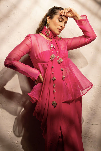 Urmi Daga in Garnet Saree Set