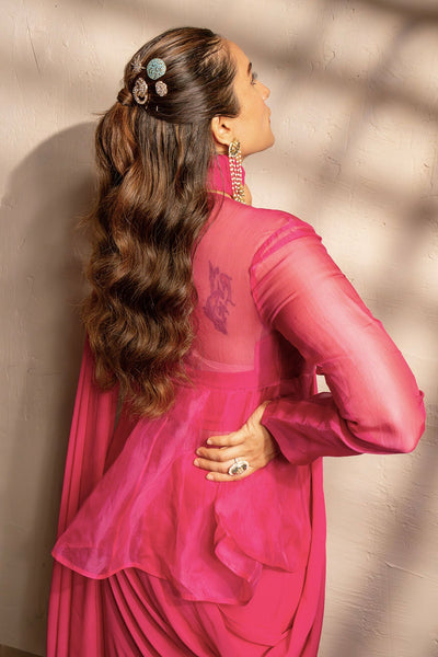 Urmi Daga in Garnet Saree Set