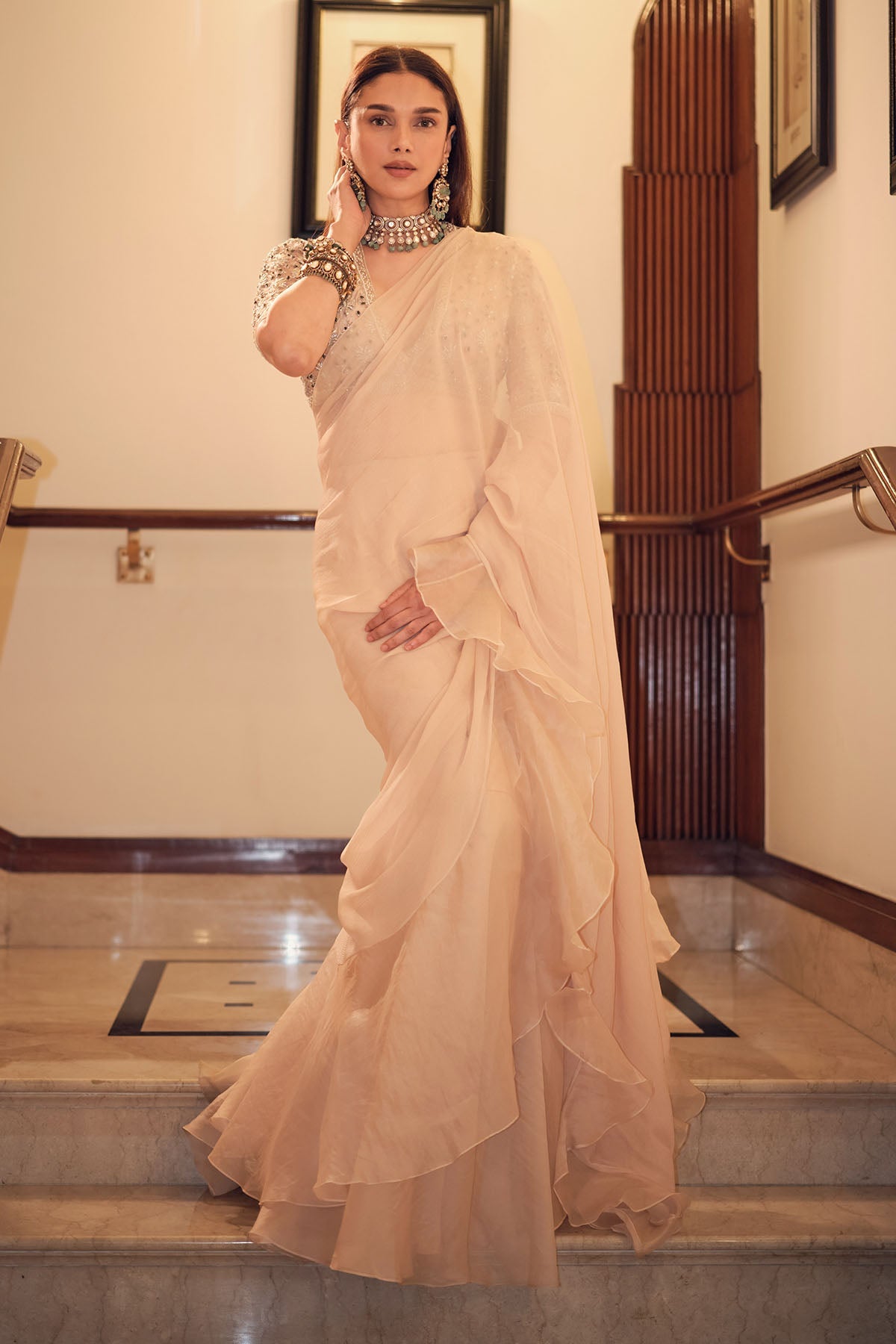 Aditi Rao in SNEH RUFFLE SAREE SET