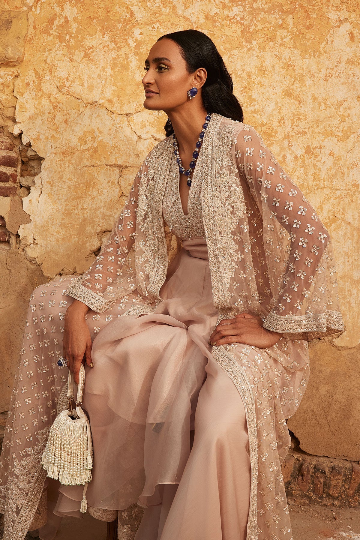 RIDHIMEHRA- EMBROIDERED-NET-JACKET