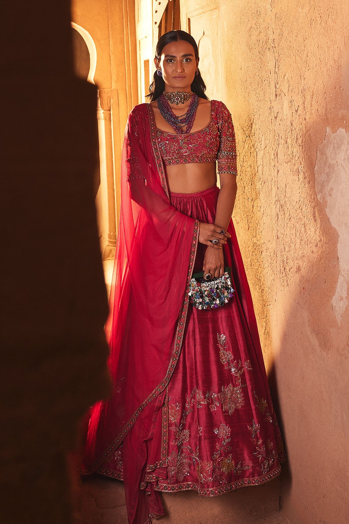 RIDHIMEHRA SILK EMBROIDERED LEHENGA