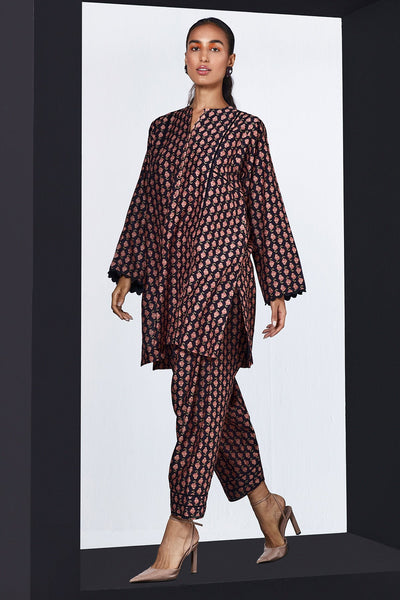 RM-Black boota printed kali kurta with salwar