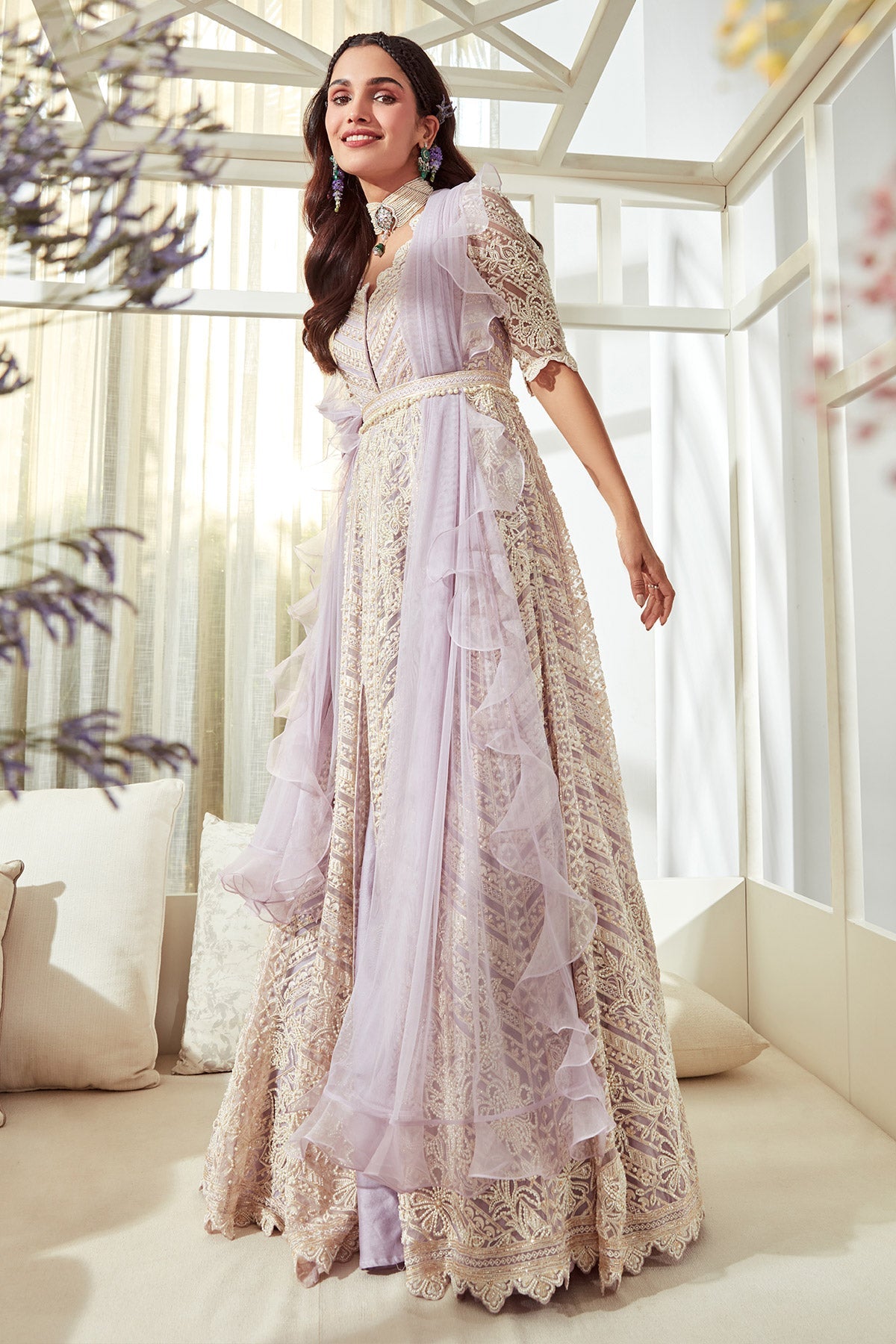 RM-Embroidered organza Anarkali 