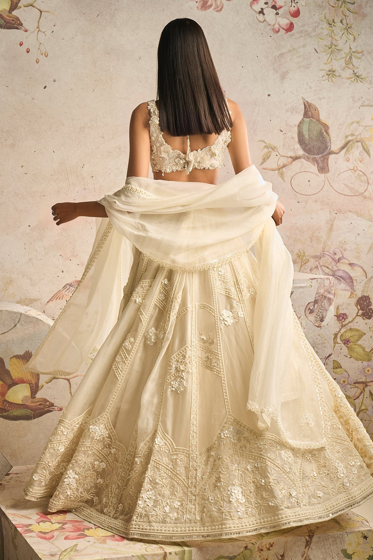 RM-Ivory Net Embroidered Lehenga