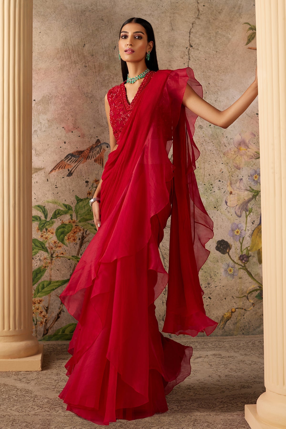 Spotlight Ruffle Saree Set-RTS