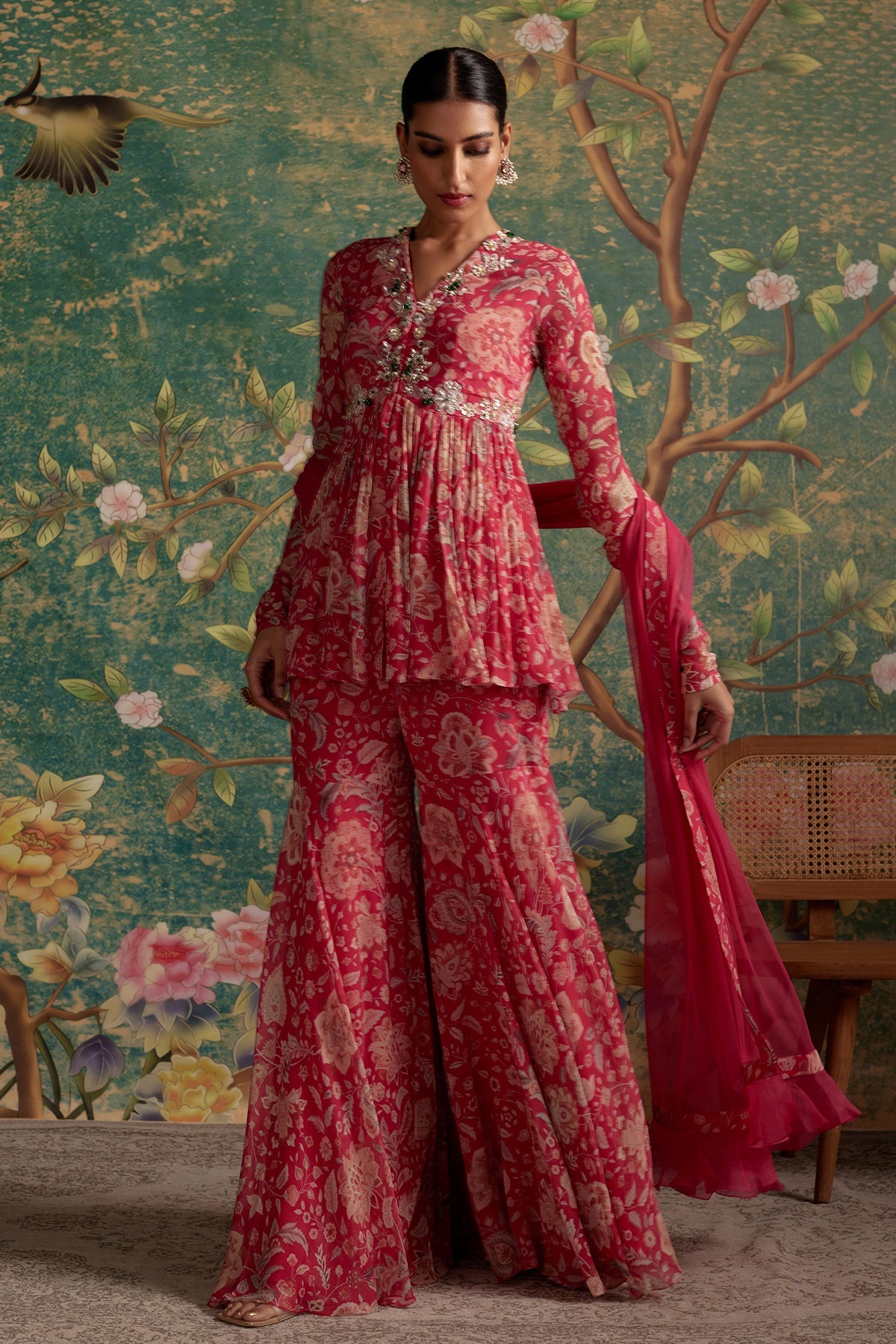 AWESPRING PEPLUM SHARARA SET-RTS