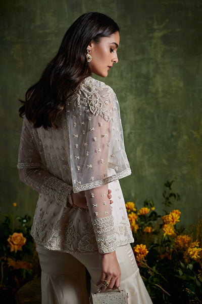 Ridhi-Mehra-Embroidered net cape peplum and organza gharara