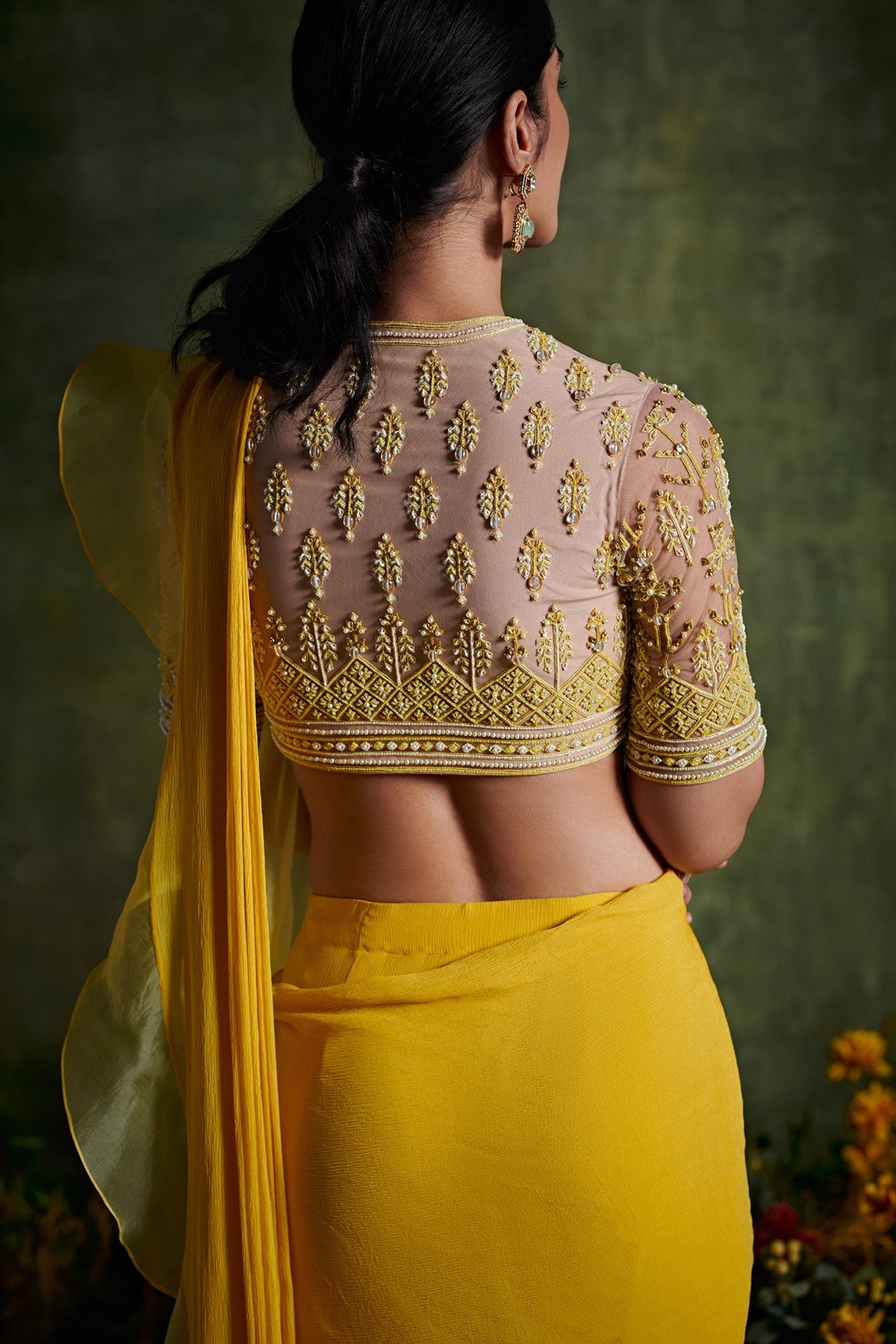 Ridhi-Mehra-Ombre draped saree with embroidered blouse