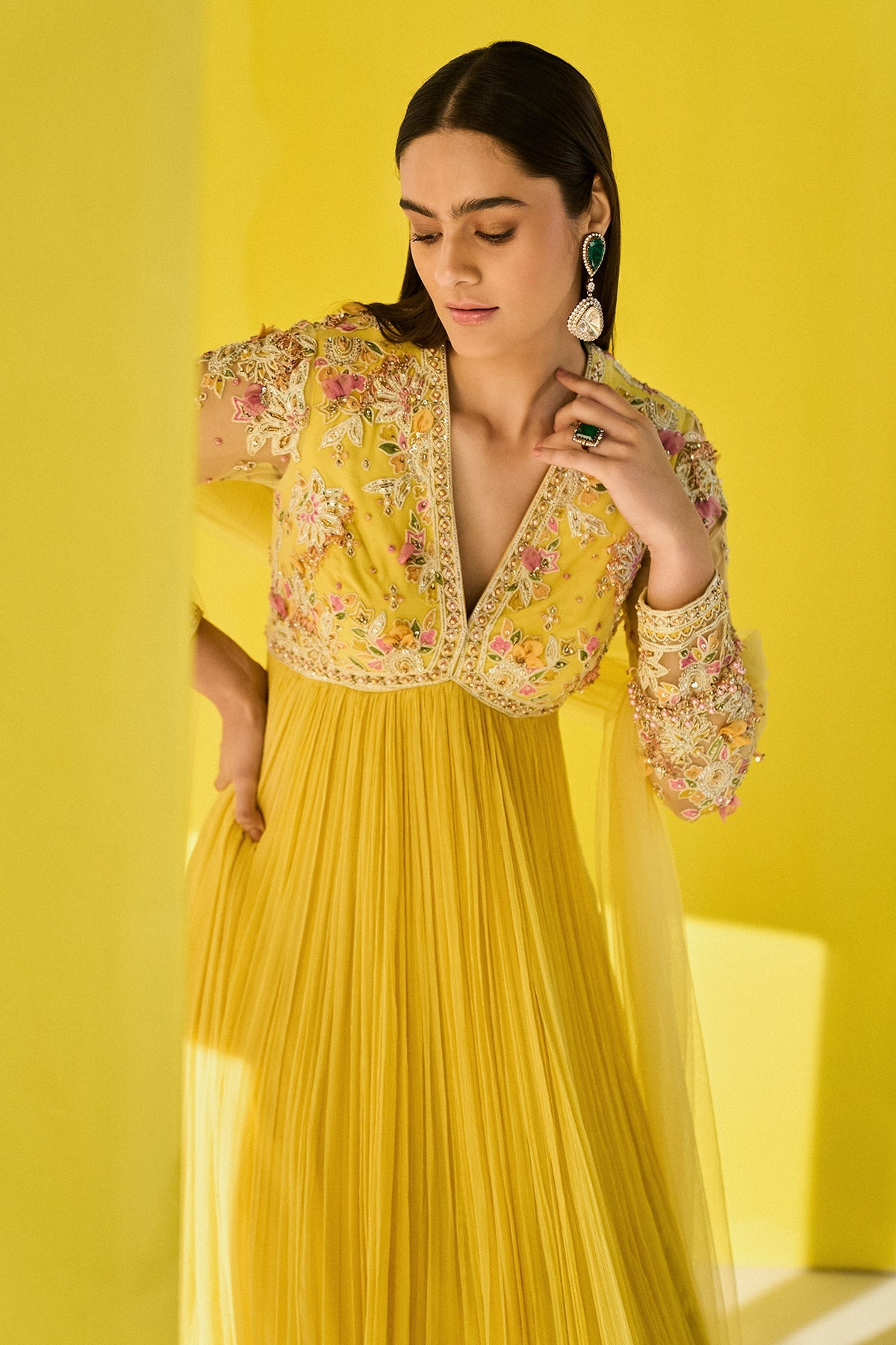 Ridhi-Yellow Chiffon Multi Colored-Embroidered-Anarkali
