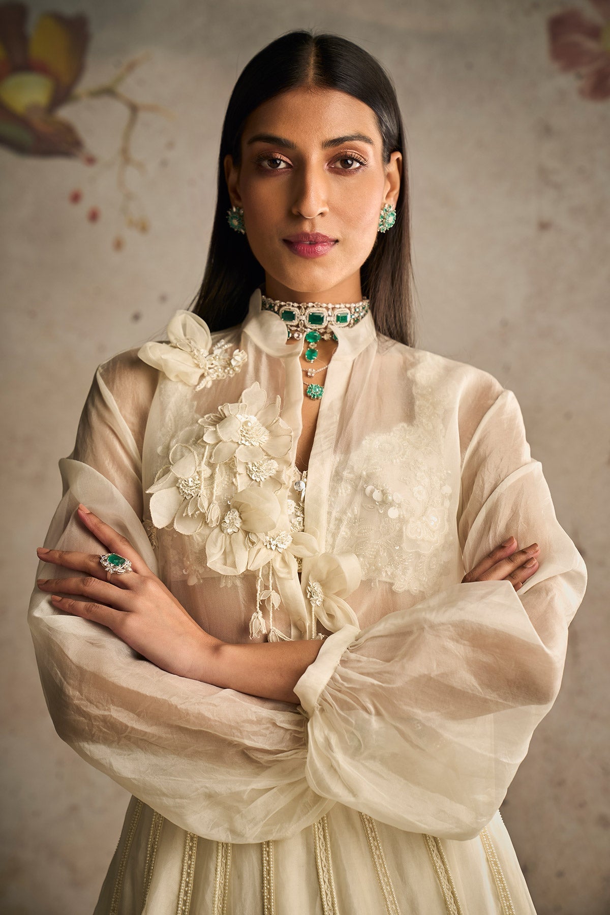 Ridhi-mehra-Ivory Net Embroidered Lehenga