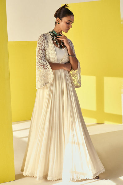 Ridhi-mehra-Ivory Fine Silk Full Length Anarkali