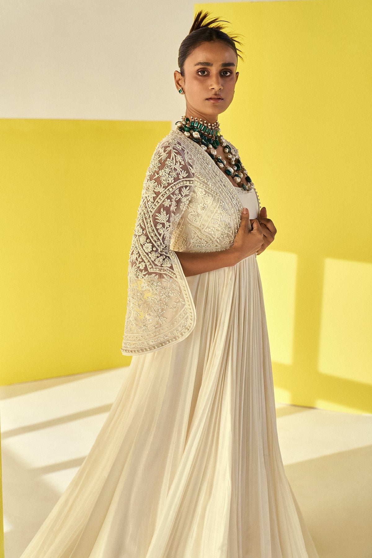 RidhiMehra--Ivory Fine Silk Full Length Anarkali