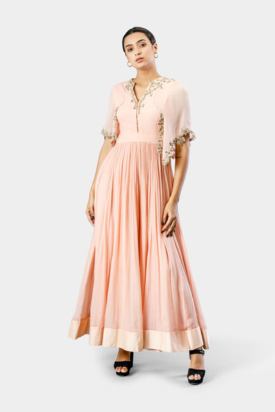 Peach Embroidered Anarkali