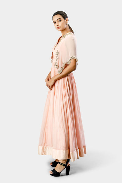 Peach Embroidered Anarkali