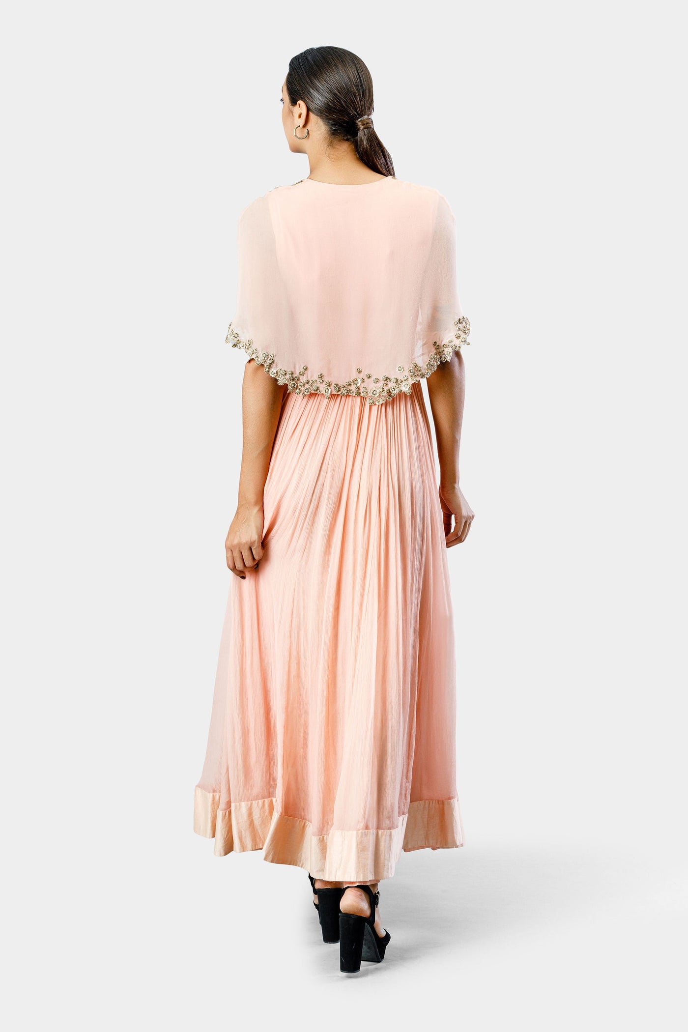 Peach Embroidered Anarkali