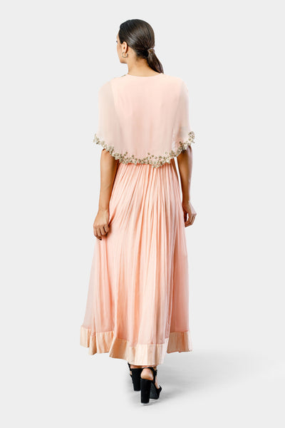 Peach Embroidered Anarkali