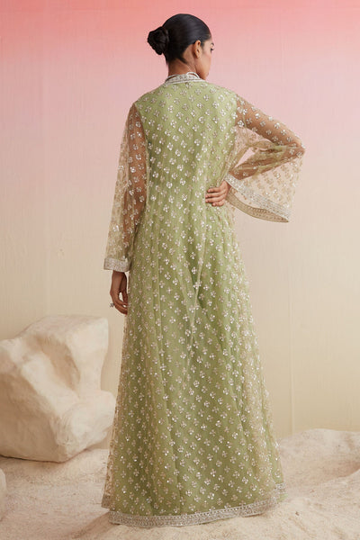 RIDHI-MEHRA-MINT-EMBROIDERED-NET JACKET-AND-ORGANZA