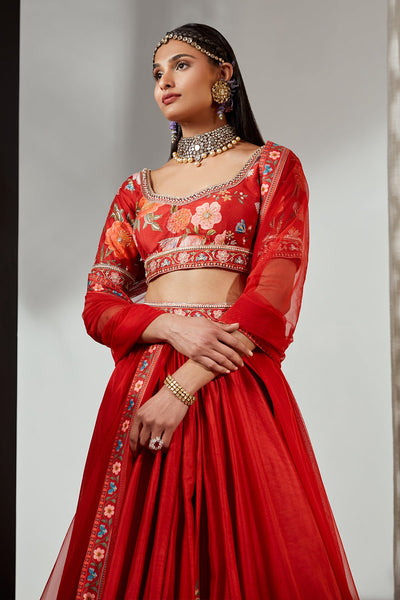 RIDHI-MEHRA-Silk-printed-embroidered-skirt-and-blouse-paired-with-net-dupatta