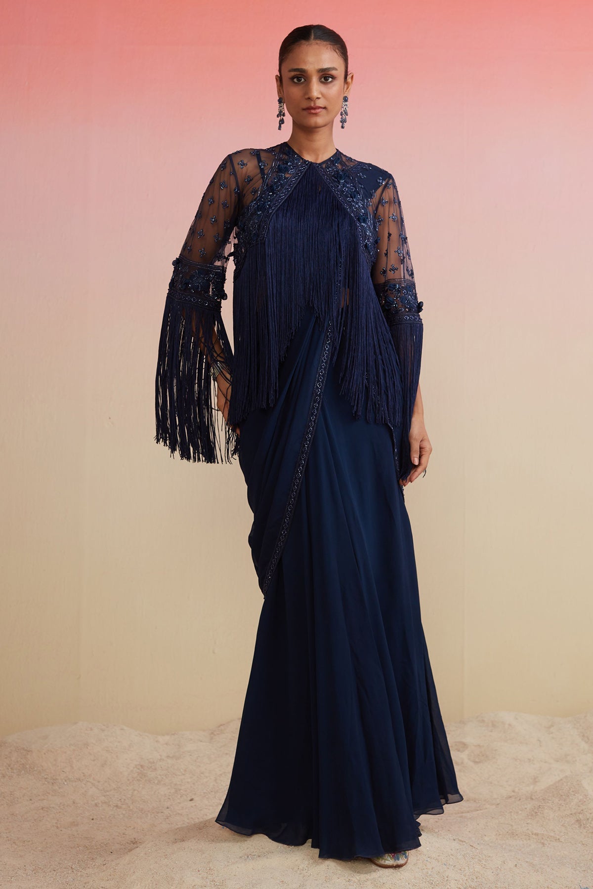 RIDHIMEHRA-NAVY GEORGETTE SAREE