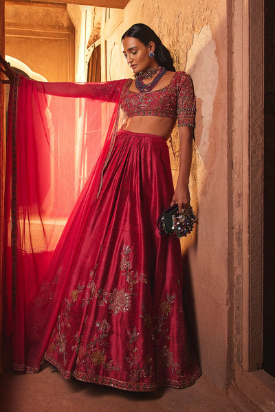 RIDHIMEHRA-SILK EMBROIDERED LEHENGA