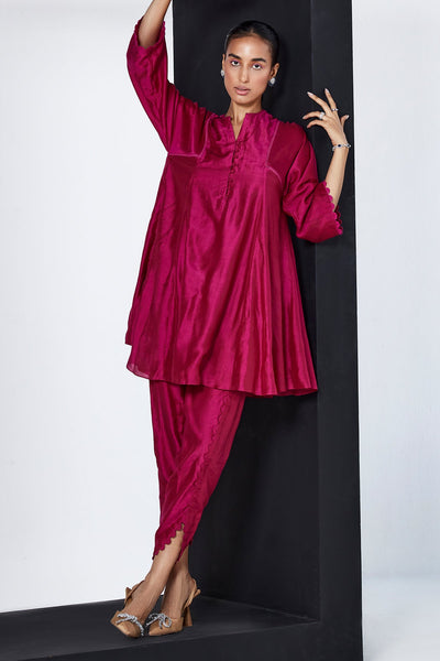 RM-Black flared short kurta with tulip pants