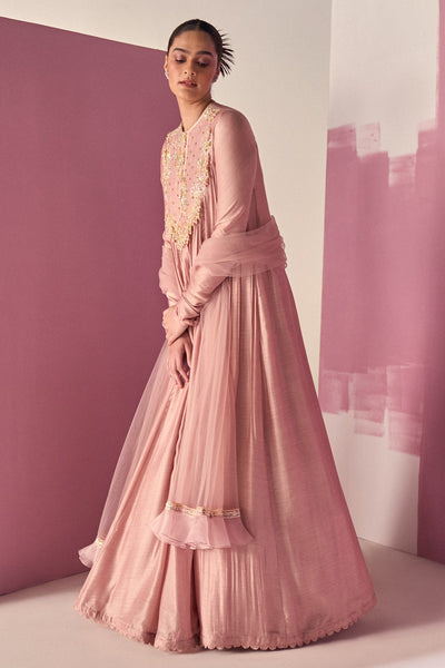 RM-Dusky Pink Fine Silk Long Anarkali 