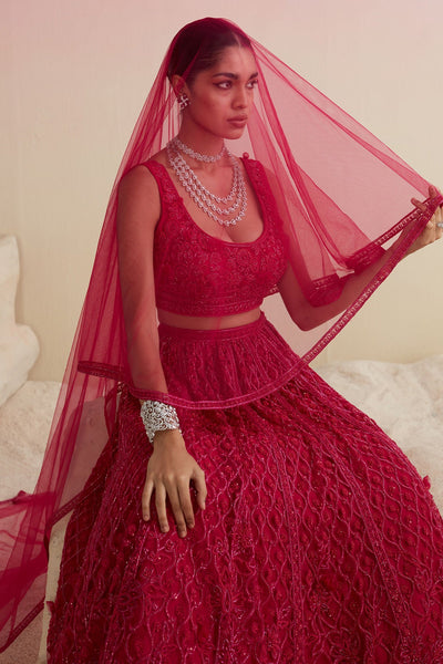 RM-FUCHSIA EMBROIDERED LEHENGA