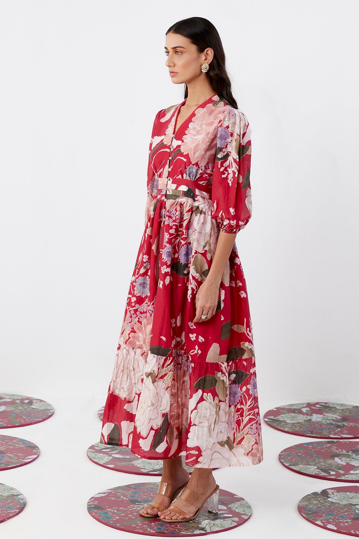 RM-Red-multicoloured printed maxi dress