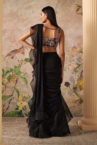 NOIR RUFFLE SAREE SET