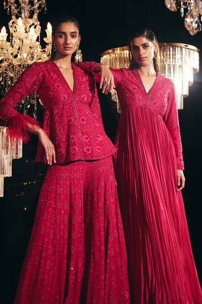 Ridhi-Mehra-Deep fucshia thread embroidered long anarkali