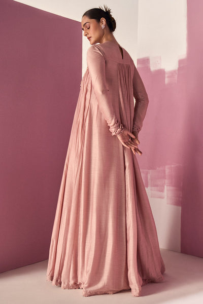 Ridhi-Mehra-Dusky Pink Fine Silk Long Anarkali 