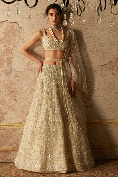 Ridhi-Mehra-Ivory heavily embroidered lehenga