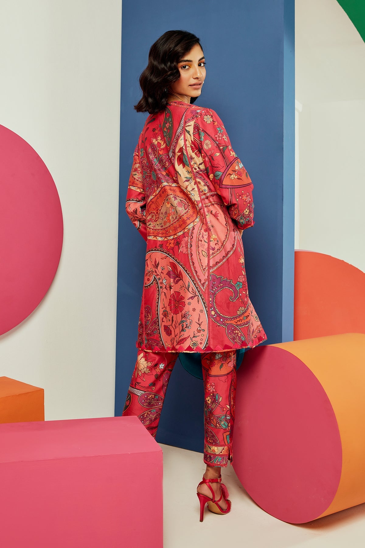 Ridhi-Mehra-Multicoloured printed chanderi kurta paired with chanderi salwar pants