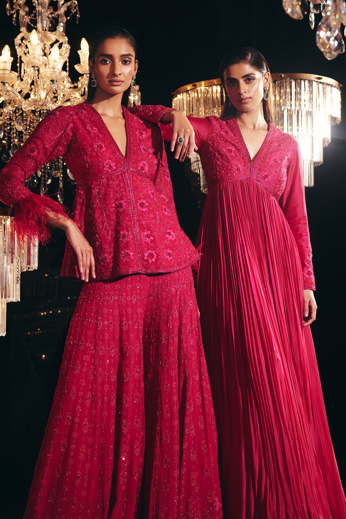 Ridhi-Mehra Deep fucshia allover thread embroidered Sharara