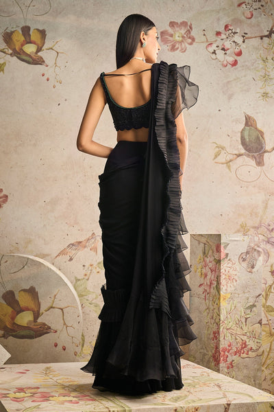 Ridhi-mehra-Chiffon-Drape Saree With Organza Ruffle-Detailing