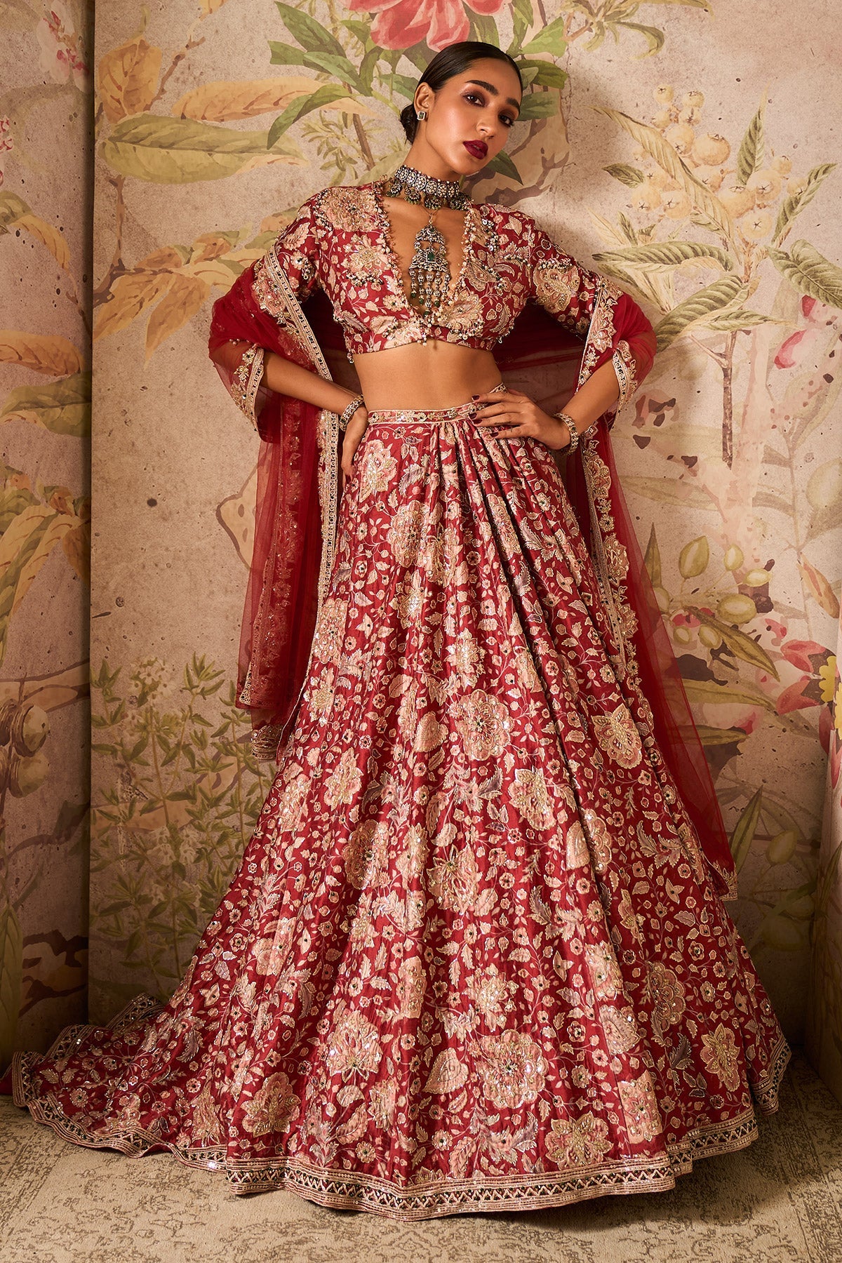 Ridhi-mehra-Red-Printed_Raw_Silk-lehenga